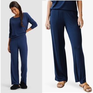 Cozy Earth Women's Rib Knit Bamboo Lounge Pull On Pajama Pant Size Small Navy